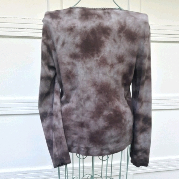 Long Sleeve Tee Shirt Y2K Fun Fun Swirl Dyed Graphic Tee Crystal Imprint Design - Picture 7 of 16